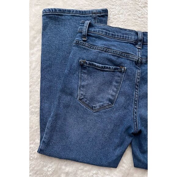 LUNA NORA MID-RISE CROPPED DISTRESSED STRAIGHT JEANS, Size 6 - Picture 13 of 14